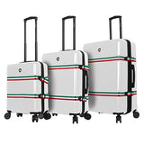 Mia Toro Italy Nastro Hard Side Spinner Luggage 3 Piece Set, White, One Size