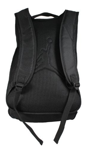 Round leather backpack with all-over embossed eagle