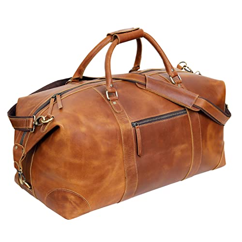 24 Leather Buffalo Travel Case Duffel Luggage Bag, Gym Travel Tote Du–