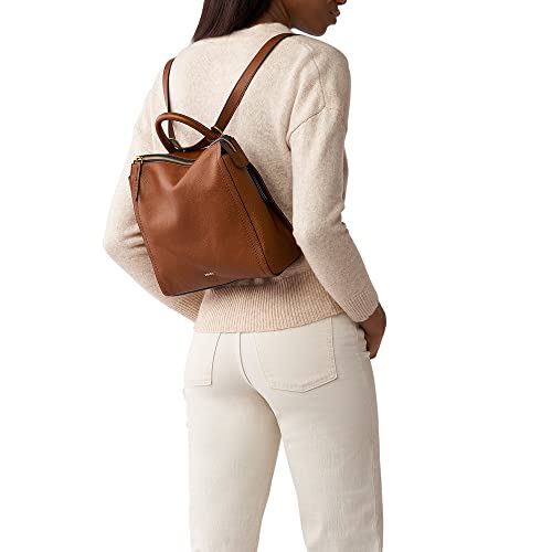 Banuce Fashion Leather Convertible Backpack Purse for Women Small Shoulder  Bag Daypack Brown