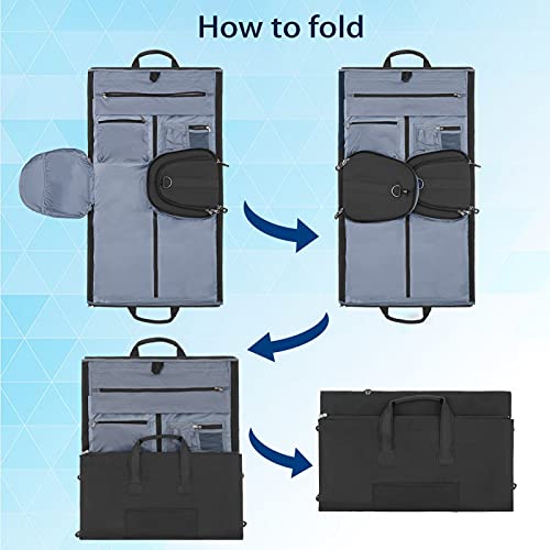 DYBHRD Travel Suit-Bag Foldable-Business Waterproof-Hanging,Garment Bags  for Travel Hanging Clothes, Durable Oxford Fabric Portable Suit Carrier, 47