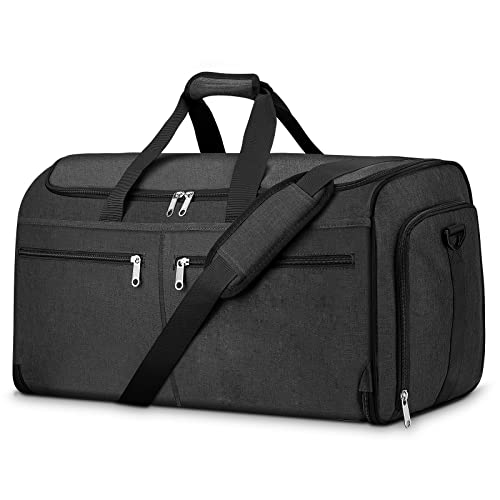 Ytonet Carry On Garment Bag, Large Hanging Duffle Bag for Women, PU Leather  Waterproof Bags Travel with Shoe Pouch - 2 in 1 Suitcase Suit Bags, Black