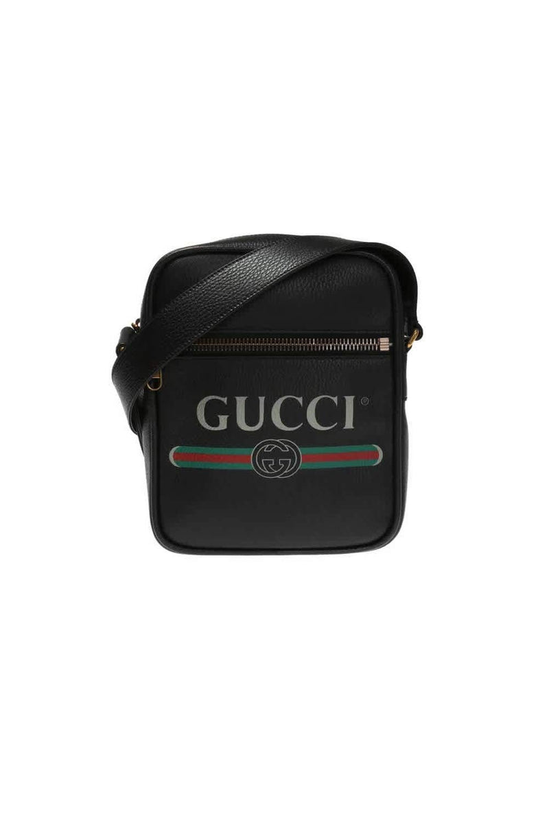 Gucci Men's Backpack Black GG Nylon Drawstring With Leather Trim 51033–