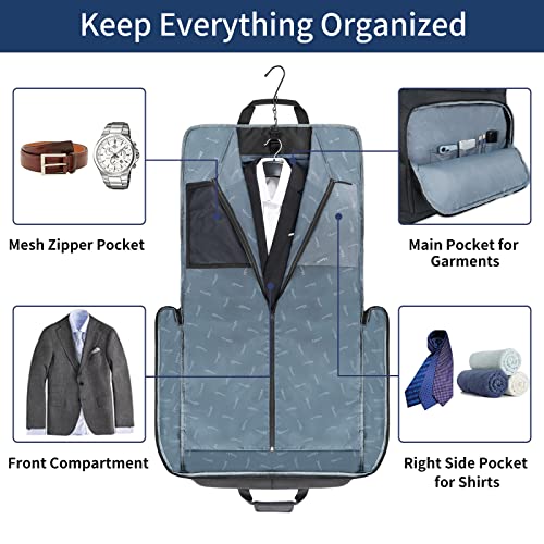 Carry on Garment Bag, Garment Bags for Travel Business Trips with Shoulder Strap, mancro Waterproof Foldable Luggage Suit Bag