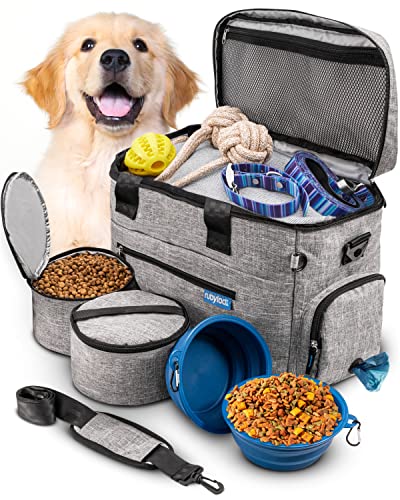 Petami Dog Travel Bag | Airline Approved Tote Organizer with Multi-function Pockets, Food Container Bag and Collapsible Bowl | Perfect Weekend Pet