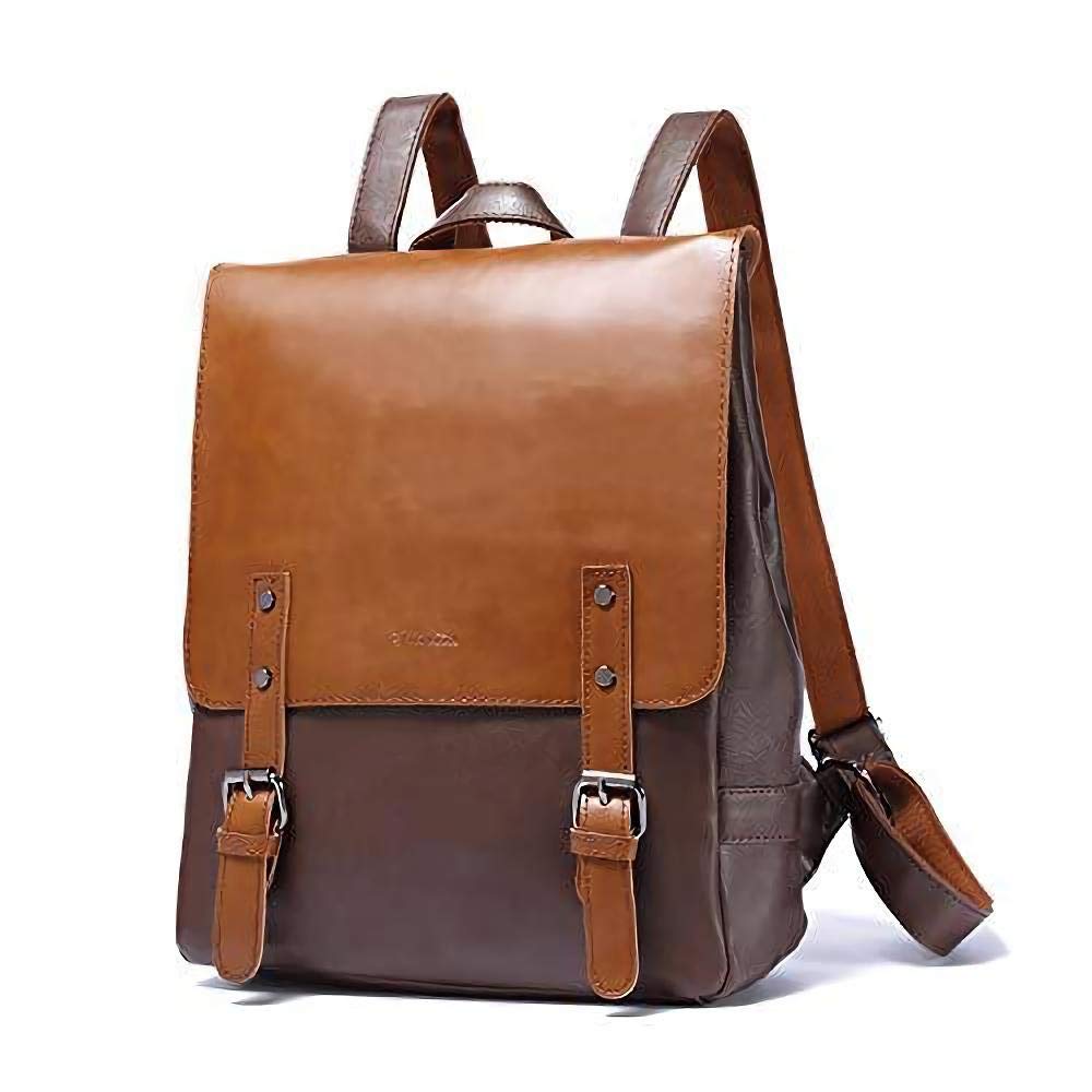 Vegan Backpack Leather Bookbag for Women Men, LXY Vintage Laptop Backp–