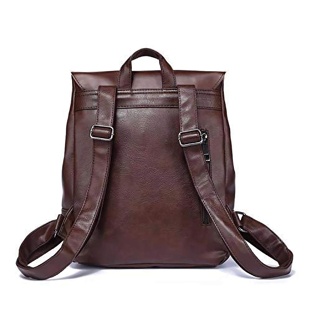 Zebella Womens Leather Backpack Vintage Laptop Brown Backpack Faux Lea–