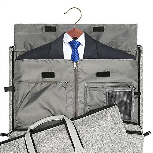 Modoker Leather Garment Duffel Bag with Shoulder Strap for Men Women