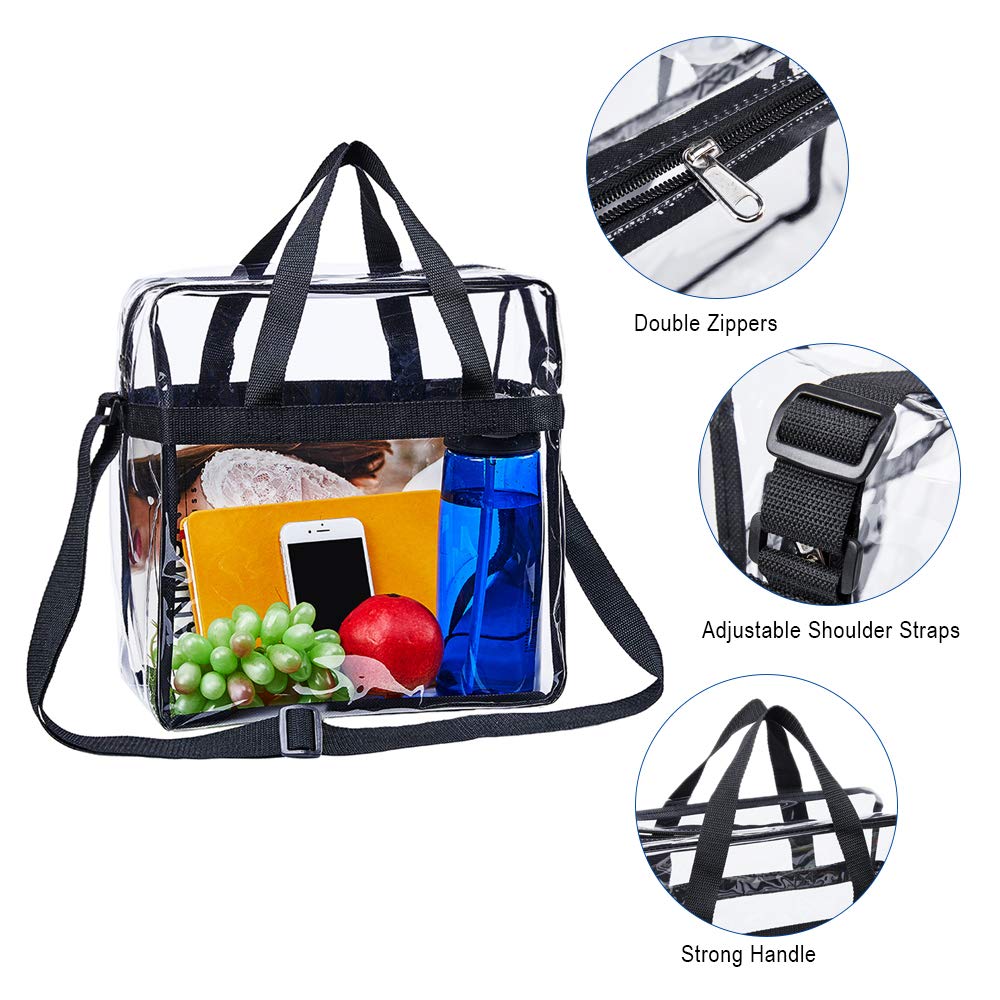 Stadium Approved Clear Lunch Bag with Adjustable Strap, (2-Pack