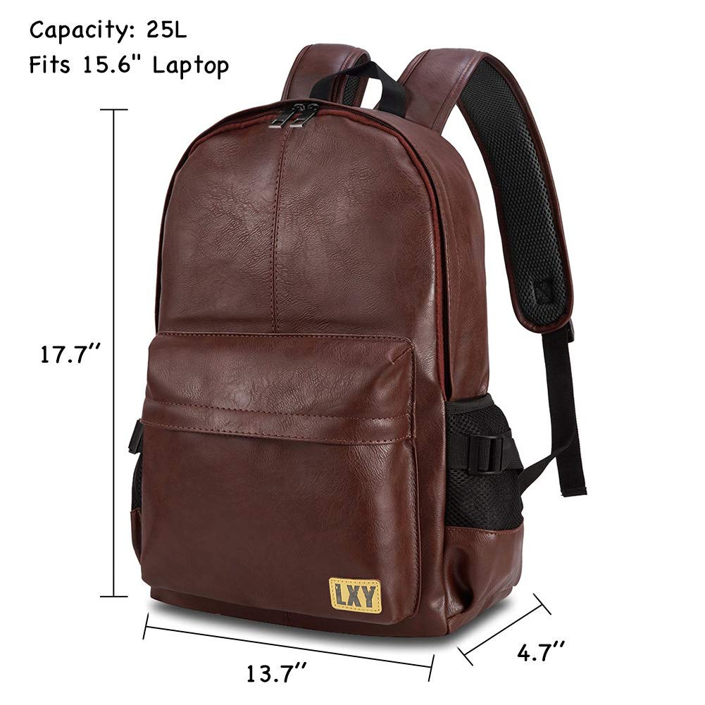 Buy Da leather villa LV Leather Laptop Backpack For Men And Women (BLACK)  at