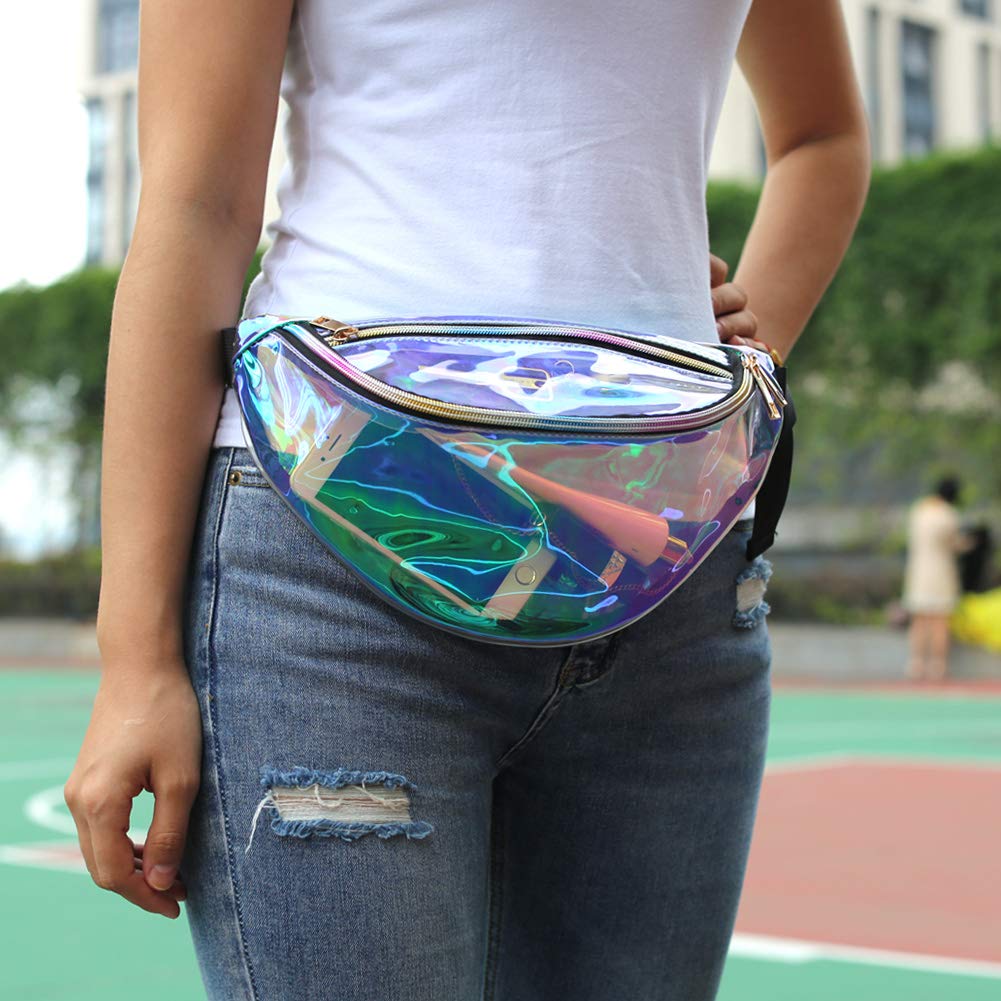 Holographic Fanny Pack Women Designer Waist Bag Cute Phone Travel Party Bag  