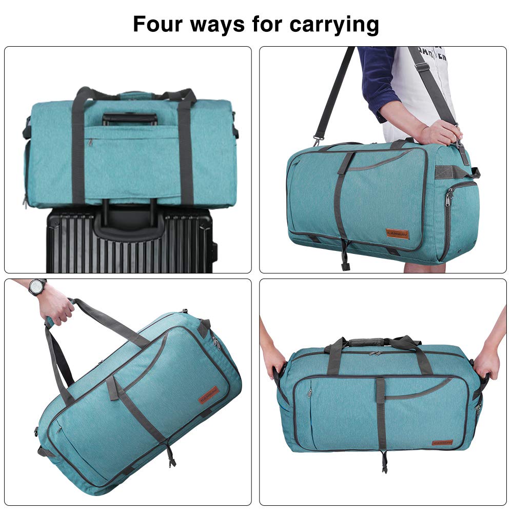 65L Travel Duffel Bag, Foldable Large Duffle Bag with Shoes Compartment, Weekender Bag for Men & Women, Waterproof & Tear Resistant-Black