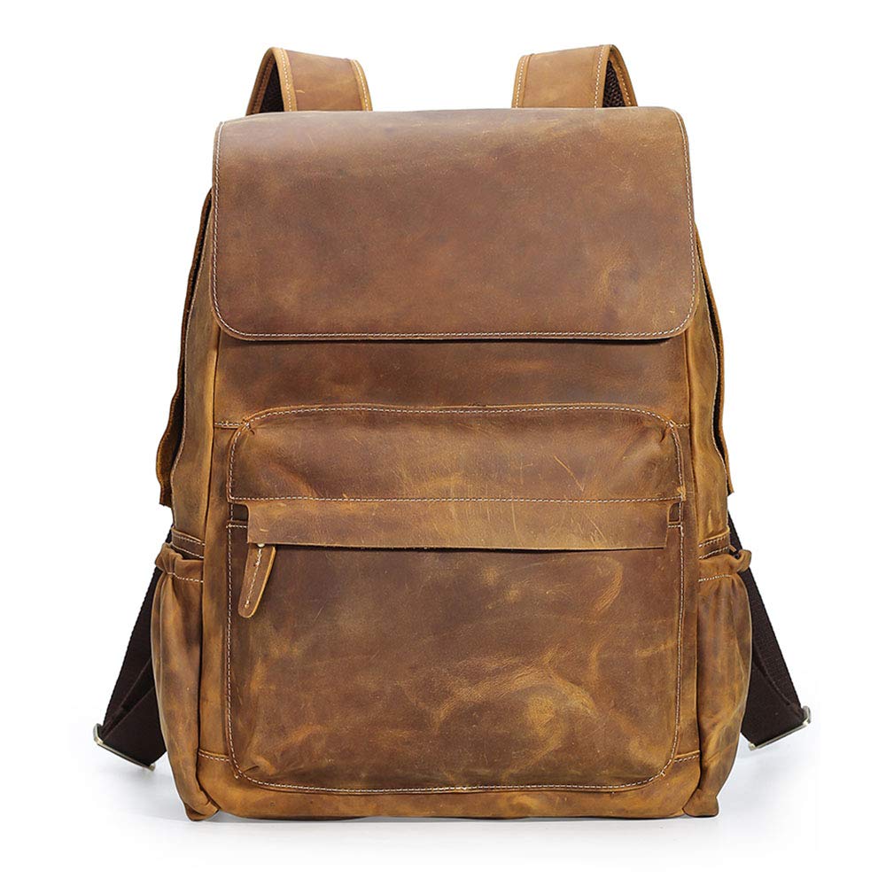 Backpack Rucksack Genuine Cowhide Leather Unisex School Bag 