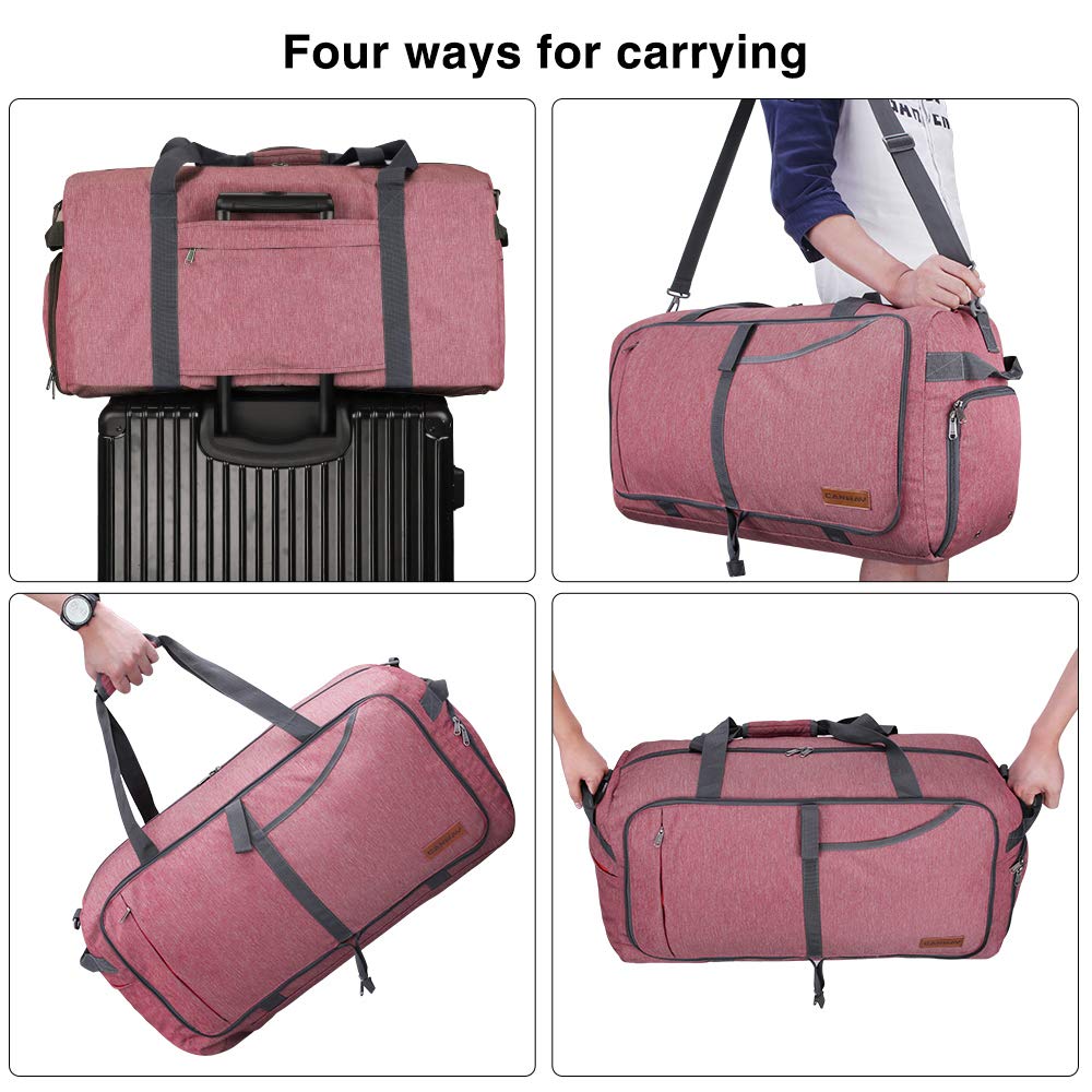 Felipe Varela 65L Duffle Bag with Shoes Compartment and Adjustable  Strap,Foldable Travel Duffel Bags for Men Women,Waterproof Duffel Bags