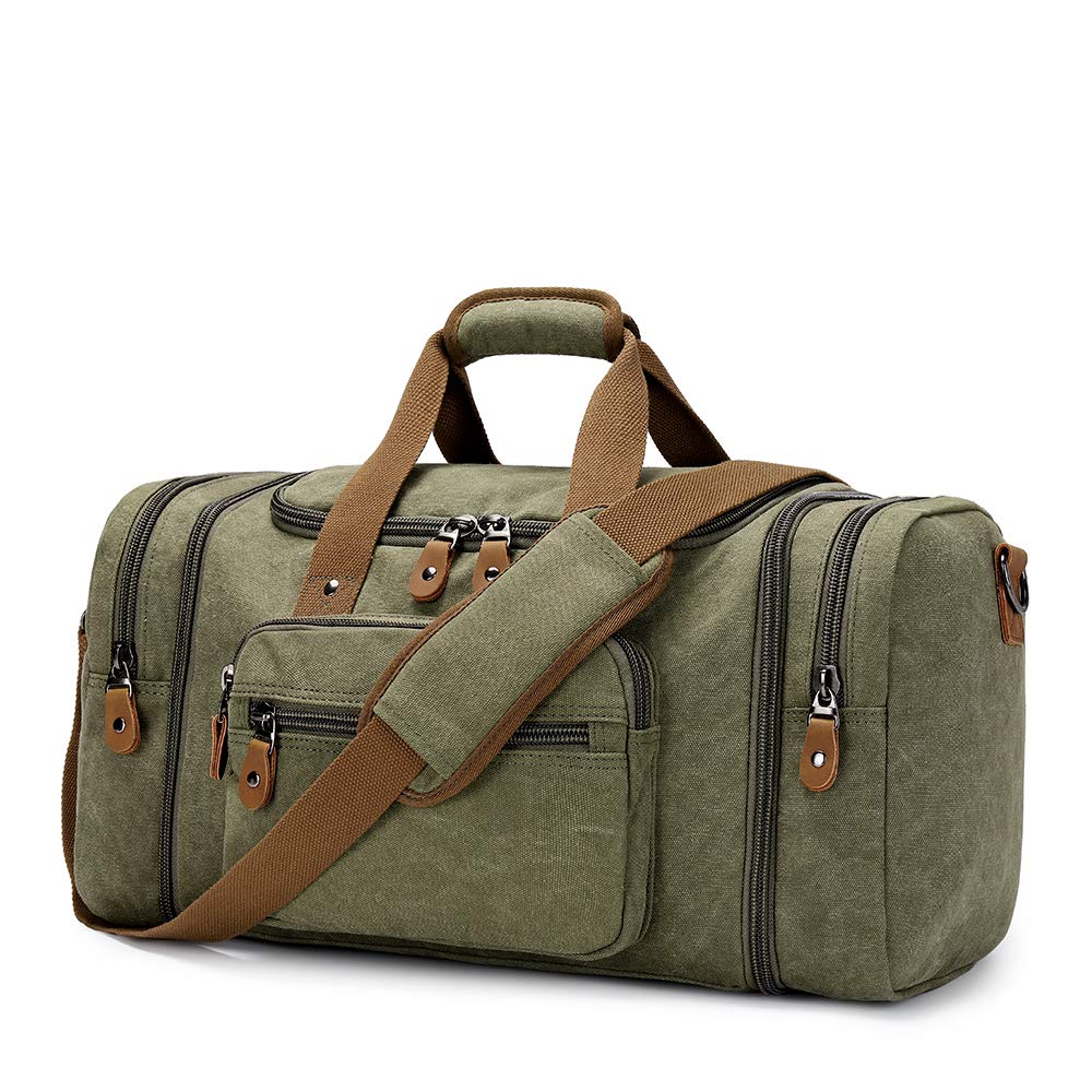 DoYiKe Canvas Duffle Bag Heavy Duty for Travel and Camping 80L - Army Green