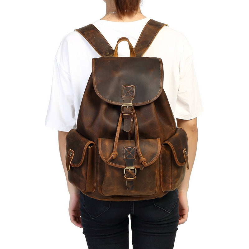 Kenox vintage pu leather backpack hotsell