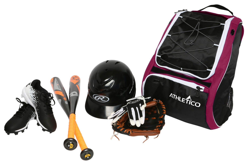 Athletico Youth Baseball Bag - Bat Backpack for Baseball, T-Ball & Softball Equipment & Gear | Holds Bat, Helmet, Glove | Fence Hook