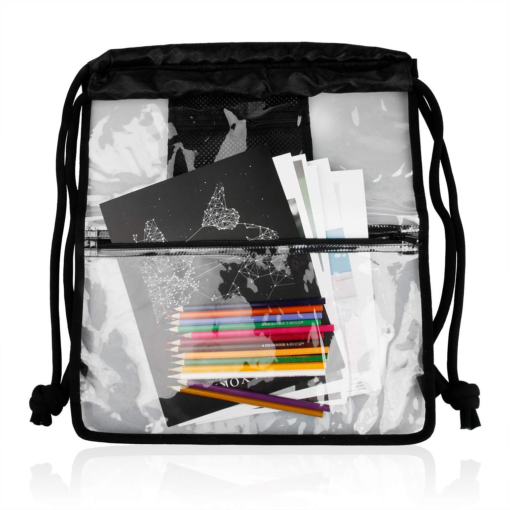 Custom Clear Vinyl/Mesh Drawstring Backpacks