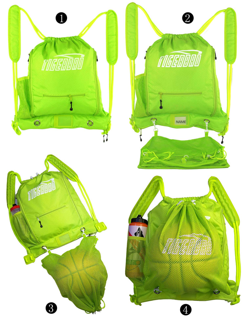 Tigerbro Soccer Backpack Basketball Sackpack with Detachable Mesh