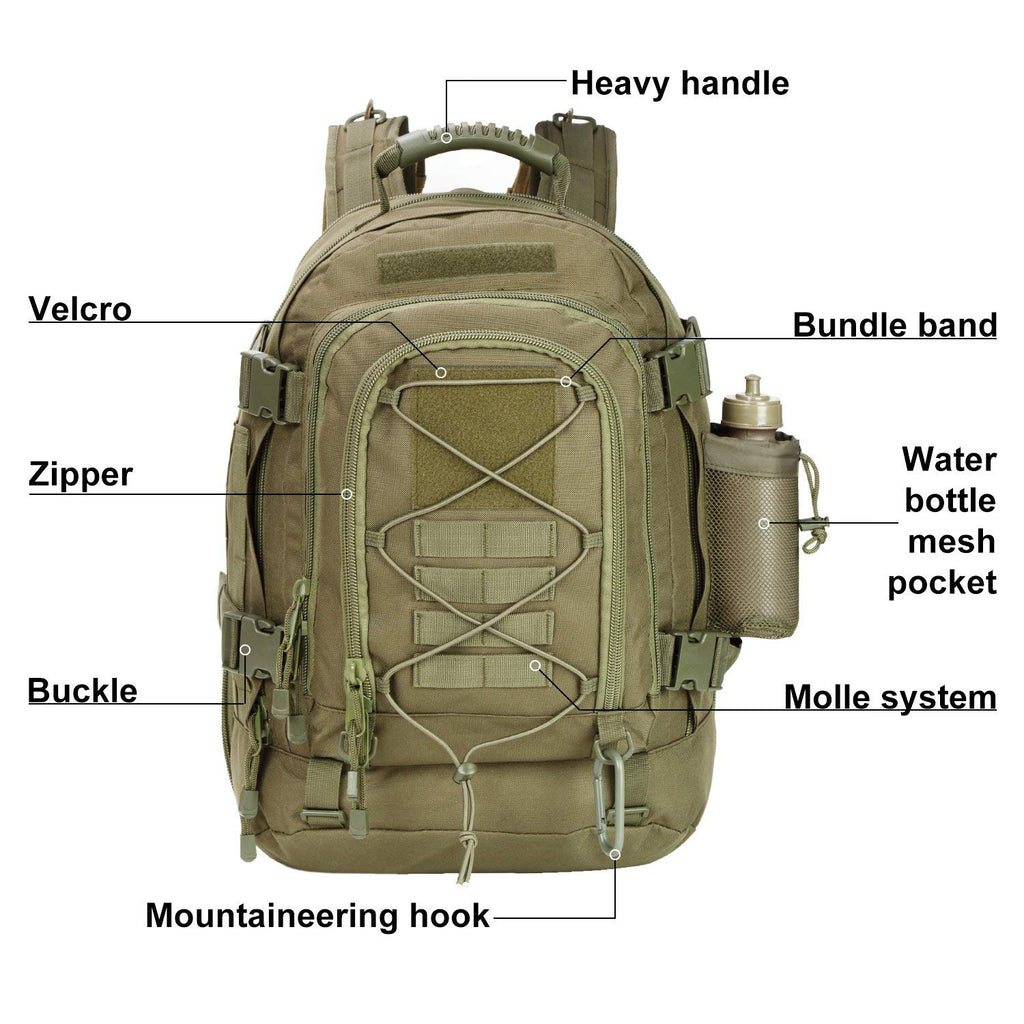 Mastiff Outdoor Expandable Backpack Camping Tactical Military MOLLE Rucksack