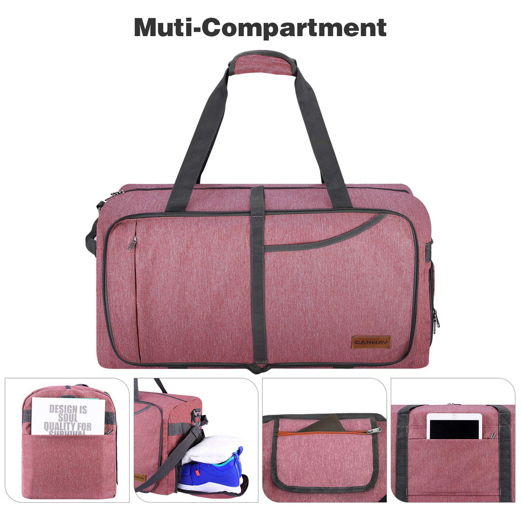65L Travel Duffel Bag, Foldable Large Duffle Bag with Shoes Compartment, Weekender Bag for Men & Women, Waterproof & Tear Resistant-Black