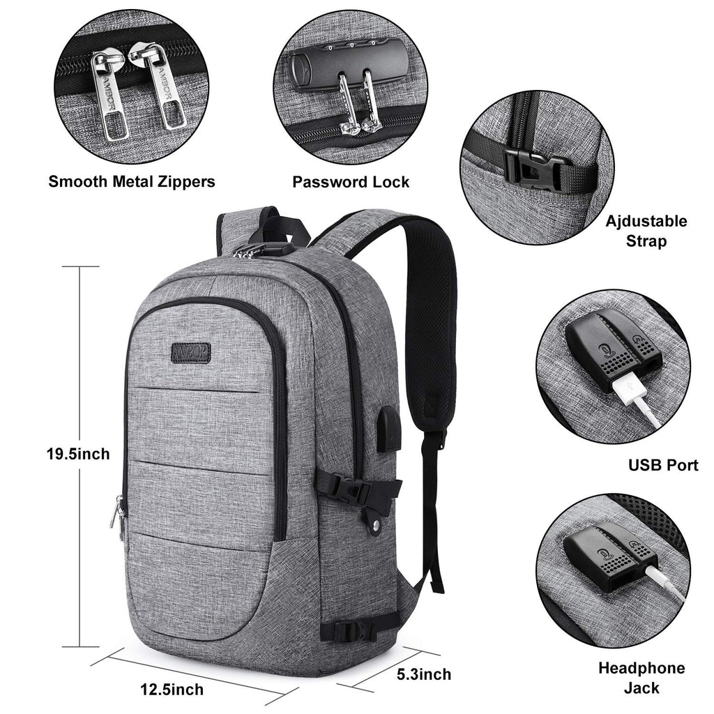 Business Water Resistant Polyester Laptop Backpack with USB Charging Port