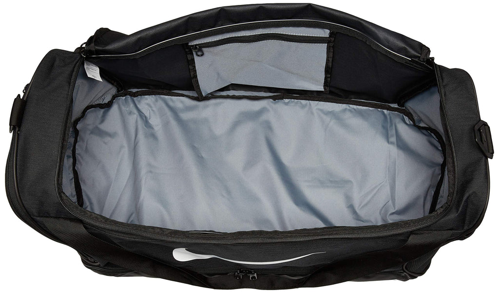 NIKE Brasilia Duffel Bag, Black/Black/White, Large  