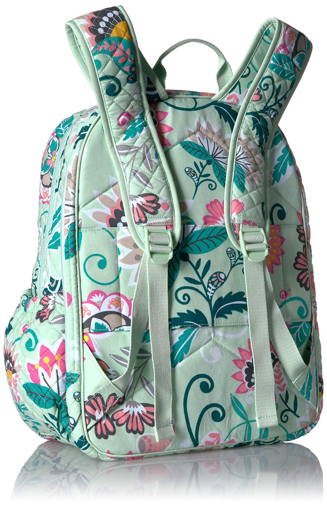 Vera Bradley Signature Cotton Campus Backpack, Mint Flowers–