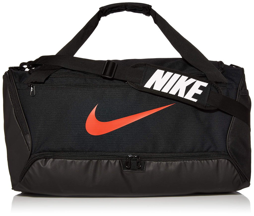  Nike Brasilia Training Medium Duffle Bag, Durable for Women &  Men with Adjustable Strap, Black/Black/White