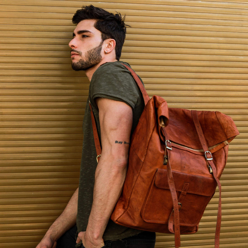 The Western  Leather Backpack for 17 Inch Laptops for Men & Women