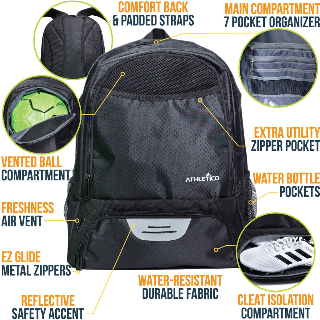 Athletico Premier Tennis Backpack - Tennis Bag Holds 2 Rackets in Padded  Compartment, Separate Ventilated Shoe Compartment